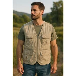 Vintage L.L. Bean Utility Fishing Photographer Vest – Made in Hong Kong – Size L